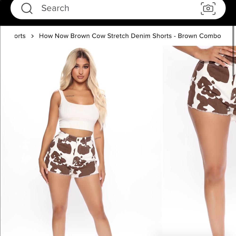 Brown cow print shorts SIZE 5